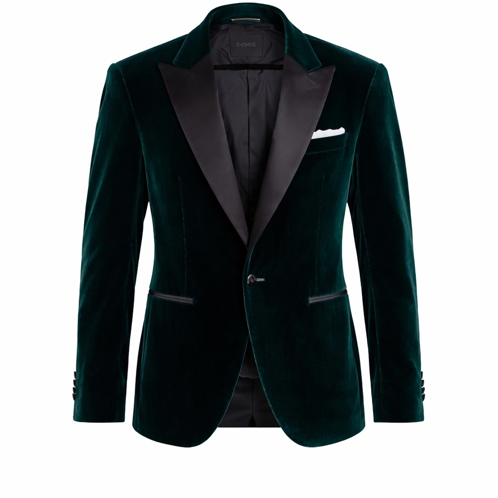 Boss Men's Forest Green Velvet Blazer. Size 44L. Like New